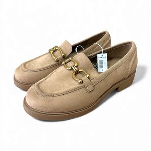 Torrid Horsebit Loafers Womens 9WW Taupe Faux Suede Shoes Chunky NEW Academia